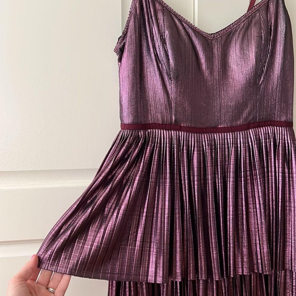 Marchesa Notte gown metallic deep purple eggplant 6 - Picture 8 of 16